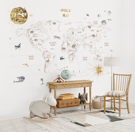 naklejki ścienne do pokoju dziecka Tapeta dla dzieci Mapa Świata 4 (mural)