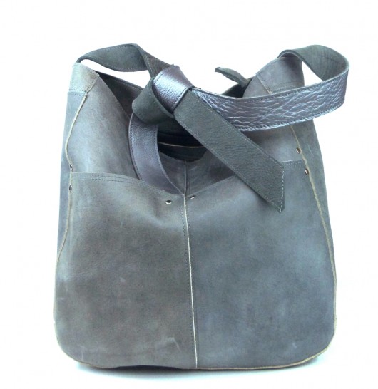 torby na ramię Szara skórzana torba