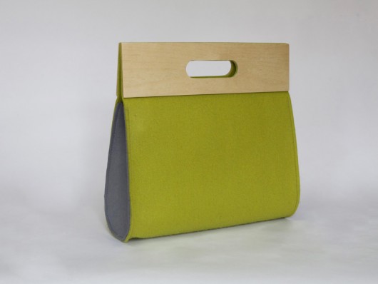 Big felt bag green&gray moo studio