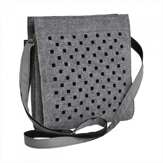 Mini bag listonoszka - czarny ażur - szara Beltrani