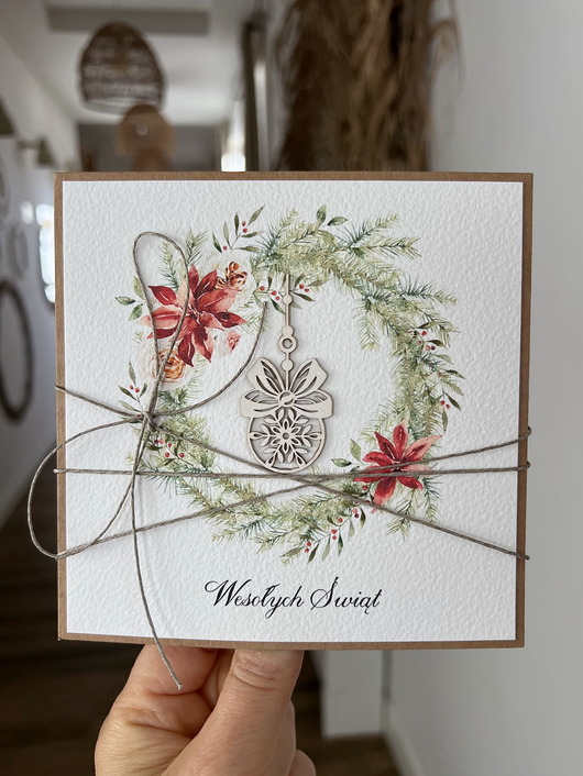 kartki świąteczne Wyjątkowa ręcznie robiona kartka świąteczna na Boże Narodzenie