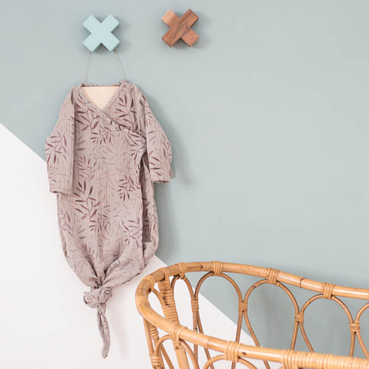 body kokon śpioszki BIO muślin LEAVES babyly