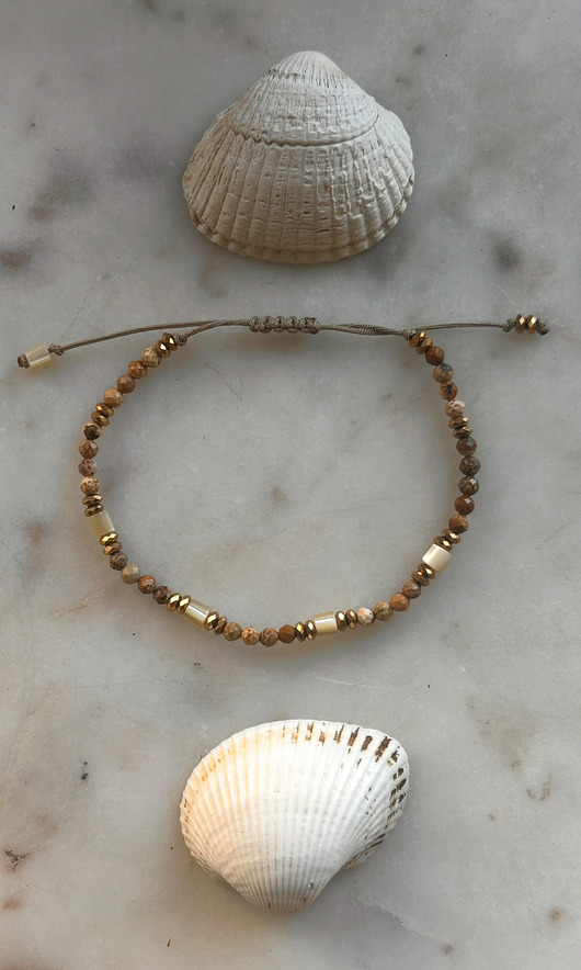 bransoletki na sznurku Bali - Amuletka z Masą Perłową i Jaspisem