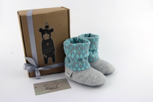 Bambosze z golfem / hand made / szaro turkusowe Mimi Monster