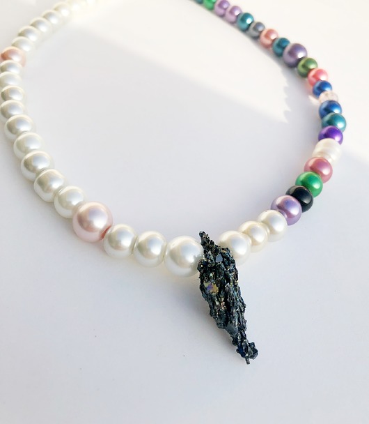 chokery Asymetryczny Choker z kwarcem tytanowym