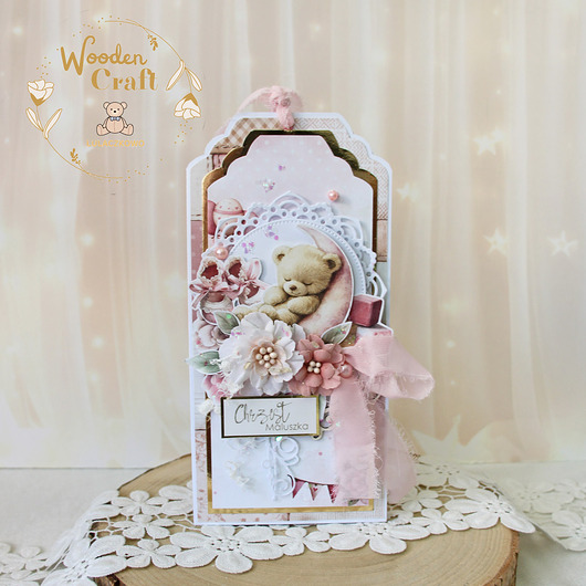 kartki, zaproszenia na chrzest Kartka, pamiątka na chrzest "BabyUniverseGirl" GOTOWA