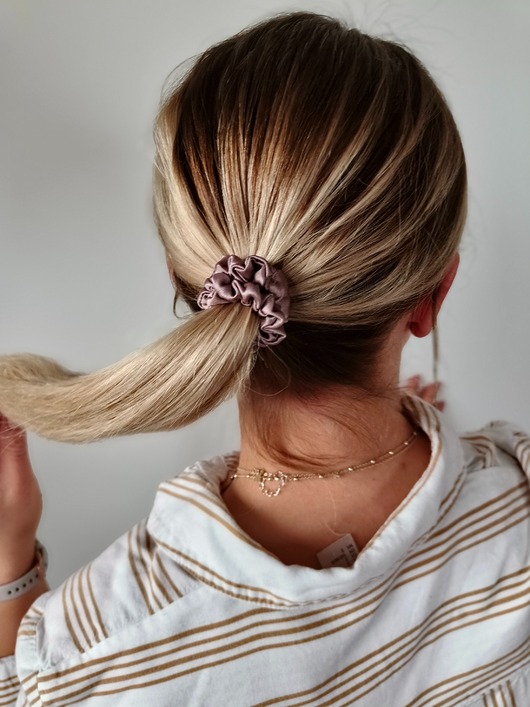 gumki do włosów Gumka jedwabna, scrunchie, frotka rose gold MINI