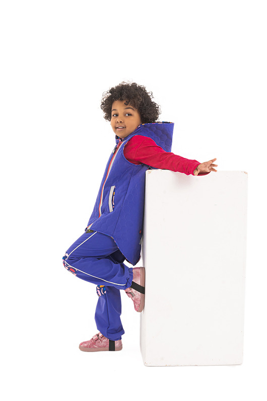 kurtki i płaszcze dla dziewczynki Kamizelka pikowana softshell z patentem, Kobalt