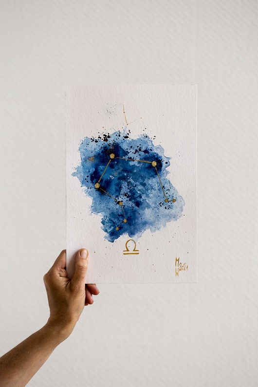 grafiki i ilustracje Niebo z gwiazdami/ Gwiazdozbiór Wagi Konstelacja Znak Zodiaku WAGA