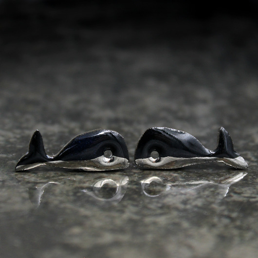 kolczyki ceramiczne Wieloryby/stal chirugiczna/