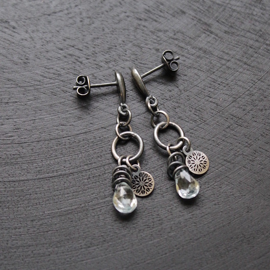 kolczyki z kamieniami Kolczyki woda