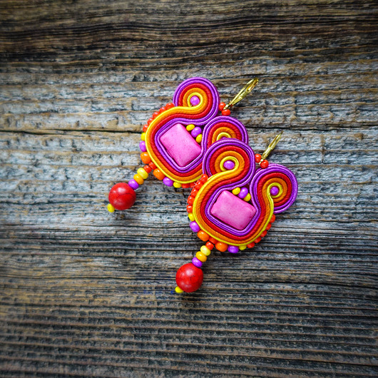 kolczyki soutache Etniczne i kolorowe kolczyki soutache
