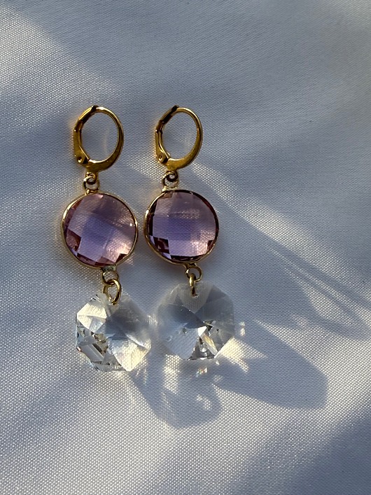 kolczyki swarovski Kolczyki w odcieniach różu z kryształem Swarovskiego