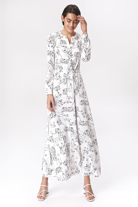 sukienki maxi damskie Jasna sukienka maxi w twarze s140