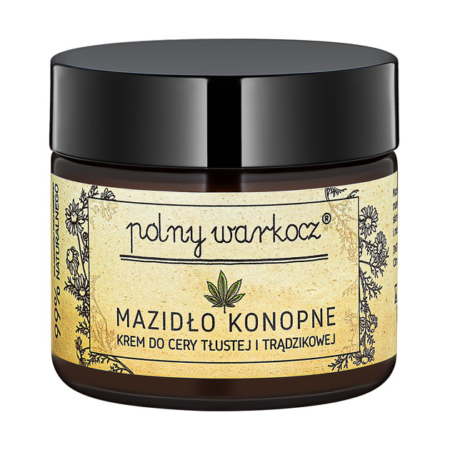 kremy do twarzy i pod oczy Mazidło Konopne Krem do Cery Tłustej i Trądzikowej Polny Warkocz 50ml