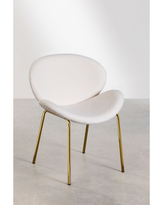 krzesła Krzesło Szenilowe Krzesło Metalowe Złota Podstawa Rafa Białe