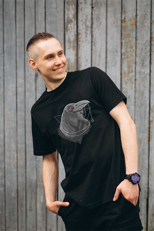 t-shirty męskie Koszulka organiczna z nadrukiem Black raven