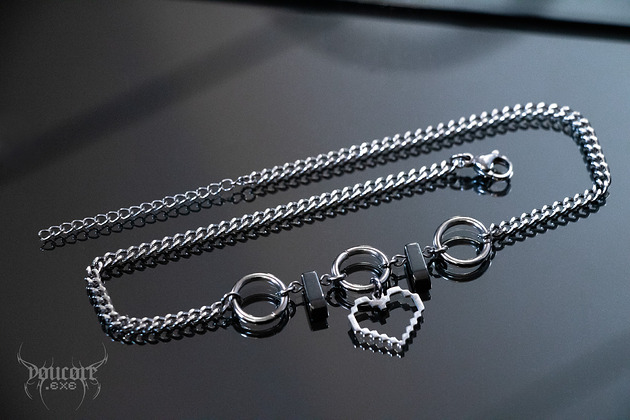 chokery Cybercore serce * choker stal nierdzewna * cyber goth * gothic girl styl