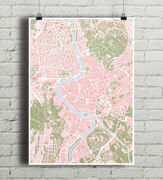 Rzym - plakat kartograficzny minimalmill