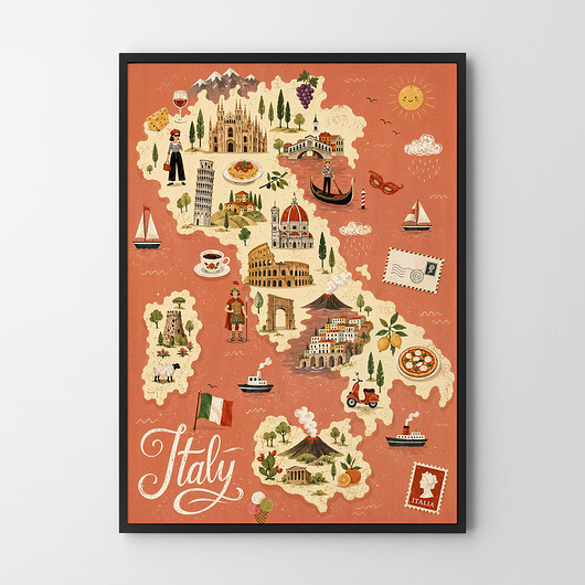 plakaty Plakat Mapa Włochy Italia na prezent - różne formaty do wyboru