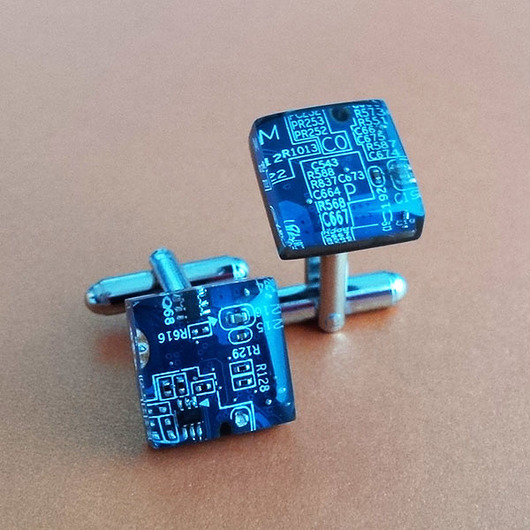 Spinki do mankietów elektroniczne niebieskie Scradeus