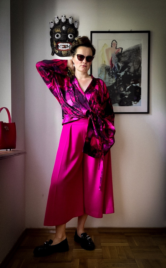 sukienki maxi damskie Jedwabiste KIMONO/SUKIENKA kopertowa autorski print AURORA 100% WISKOZA PREMIUM