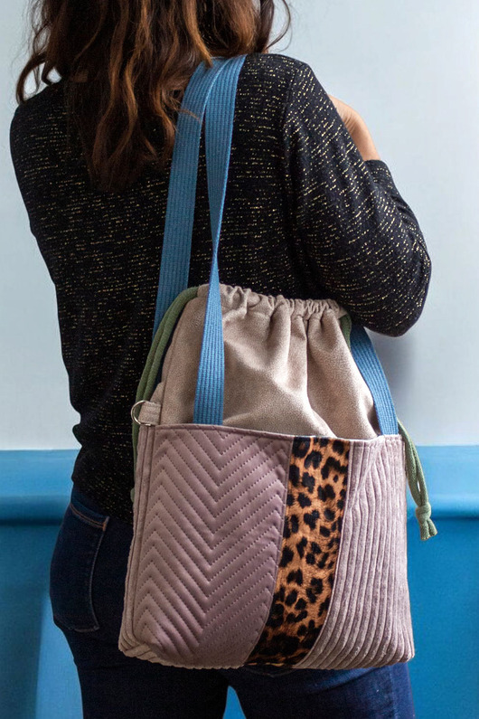 torby na ramię Patchworkowa torba do wózka z kominem panterka