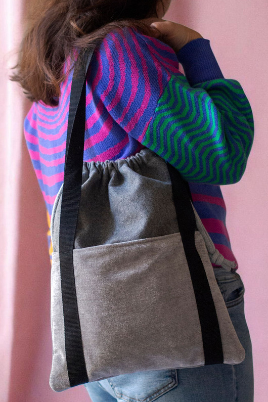 torby na ramię Szara torba na ramię z kominem z flauszu