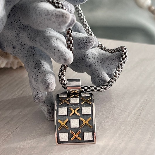 złote naszyjniki Naszyjnik srebro i złoto - ręcznie robiony artystyczny wzór