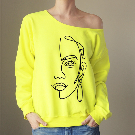 Gruby Oversize Lne art Fluo żółta Max Z ONE MUG A DAY
