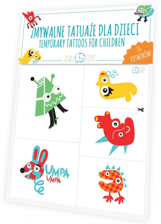 Zmywalne tatuaże dla dzieci - potwory  ZUZU TOYS