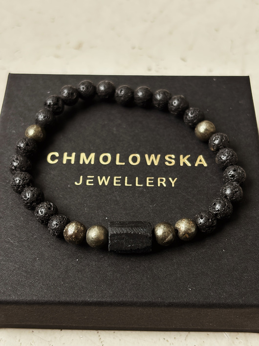 biżuteria męska Bransoletka Męska Piryt i Turmalin