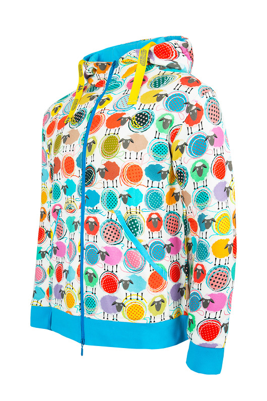 bluza z kapturem damska Bluza rozpinana "Kolorowe Owce" - unisex.
