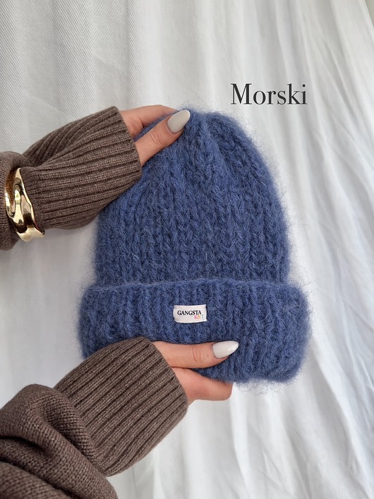 czapki damskie Puszysta czapka Cloud wełna merino alpaka *morski*