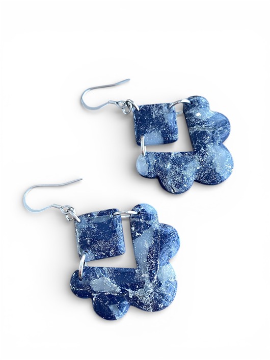 kolczyki z masy plastycznej Kolczyki gwieździsta noc z gliny polimerowej