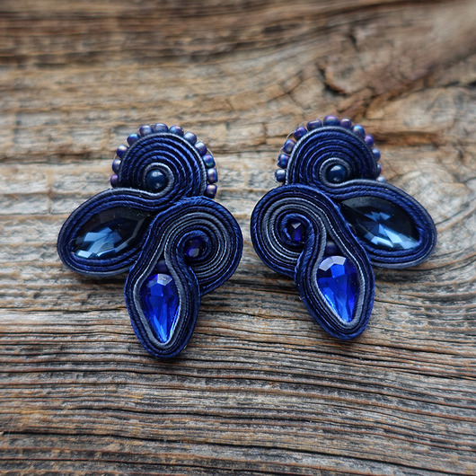 kolczyki soutache Granatowe kolczyki sutasz