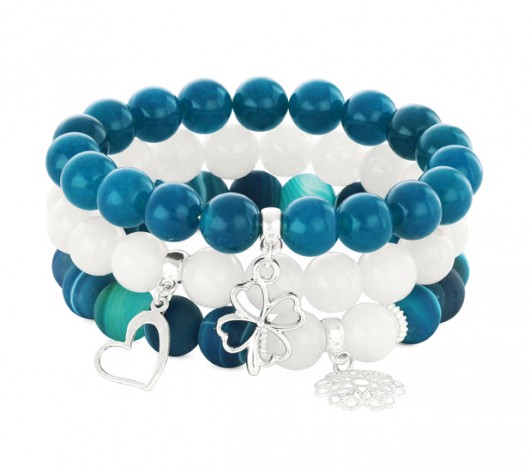 Blue & white trio with pendants.  Lavoga