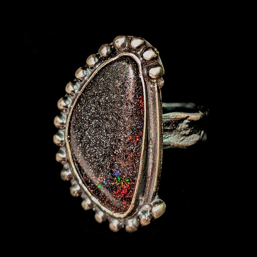 pierścionki srebrne Pierścionek retro Matrix opal