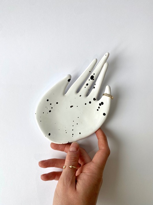 pojemniki na biżuterię Ceramiczna Podstawka  na Biżuterię Dłoń Dalmatyńczyk