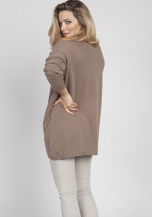 swetry damskie  Dzianinowa bluza, SWE169 mocca MKM