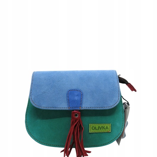 torby na ramię Torebka listonoszka zamszowa damska regulowany pasek kolorowa OLIVKA