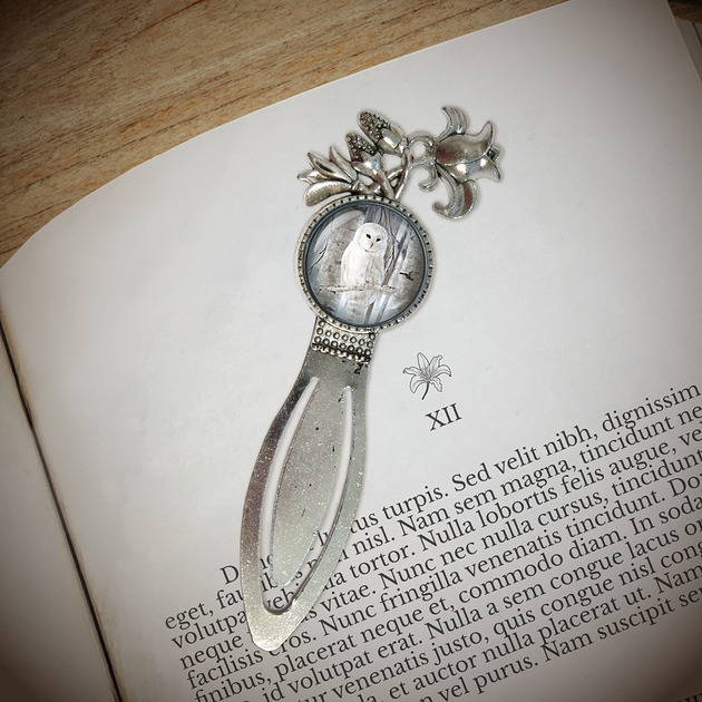 zakładki do książek Zakładka do książki - Biała sowa - lilia