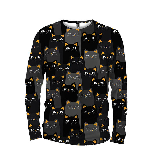 bluzy męskie Koszulka Longsleeve Męska DR.CROW Cats Orange