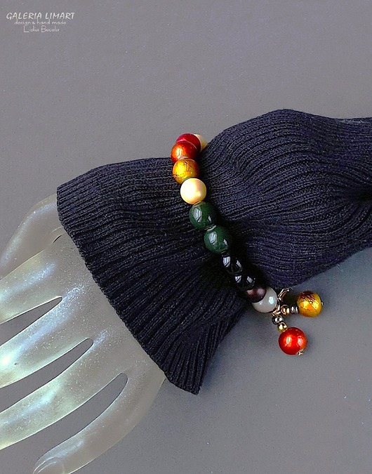 bransoletki - inne Bajecznie kolorowa bransoletka Boho ze szklanych pereł prezent  handmade