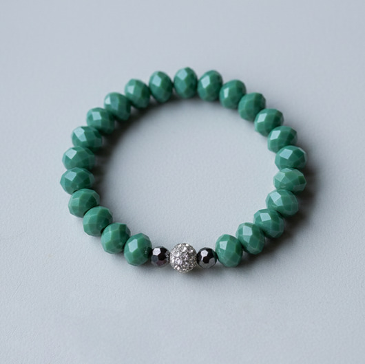 bransoletki ze szkła Zielona bransoletka z kryształków