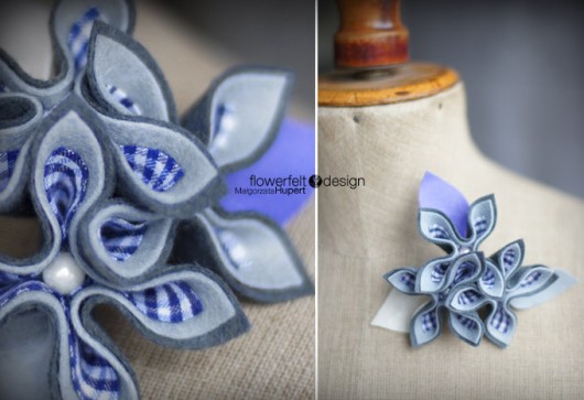 szarości z kratką i perłą FlowerFelt Design