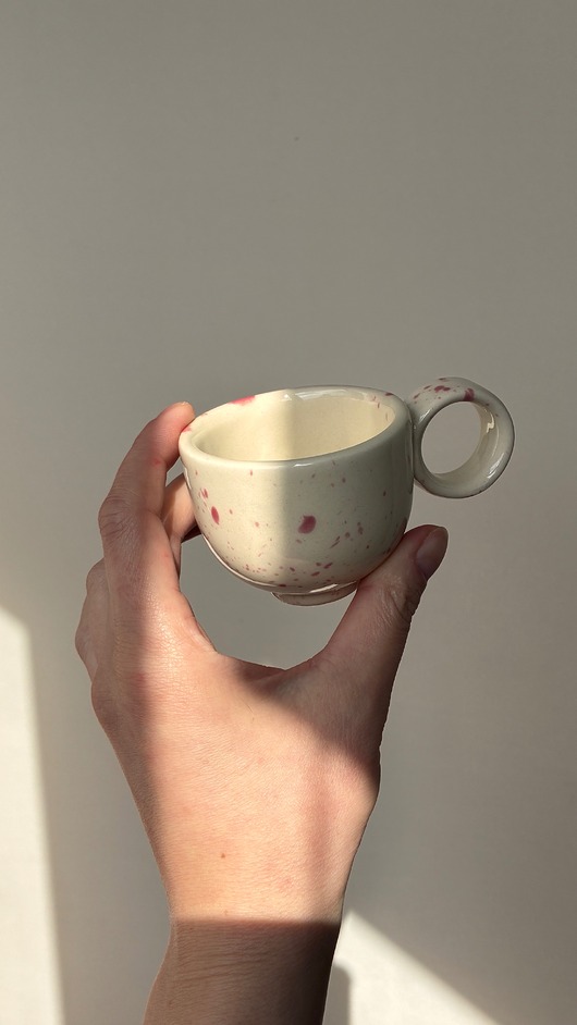 kubki i filiżanki Filiżanka espresso 60ml [różowe ciapki] retro vintage