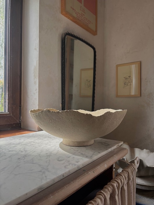 talerze, miski Ceramiczna Rustykalna Misa Handmade XXL na  Owoce Beżowa Surowa