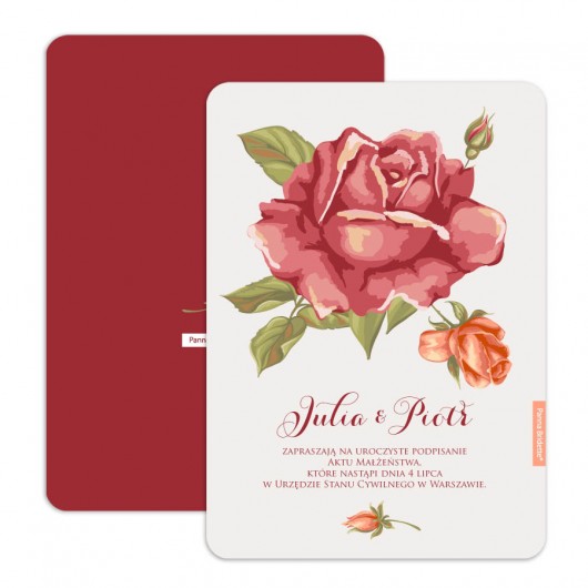 Zaproszenie Ślubne Kolekcja RED ROSES Panna Bridette