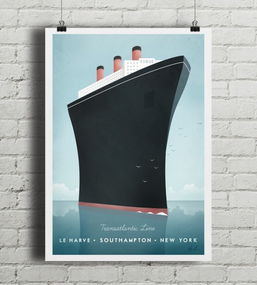 Transatlantyk - vintage plakat minimalmill